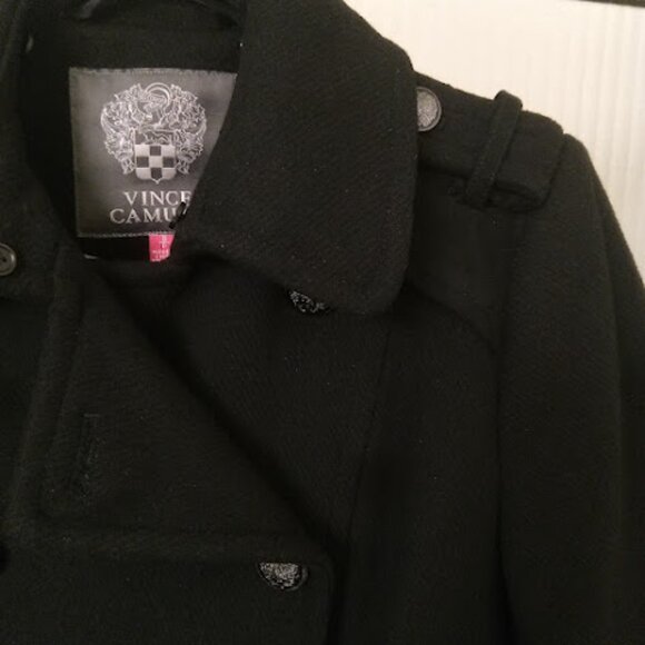 VINCE CAMUTO | Double Breasted Wool Blend Belted Heavy Trench Coat Winter Jacket - Picture 4 of 16